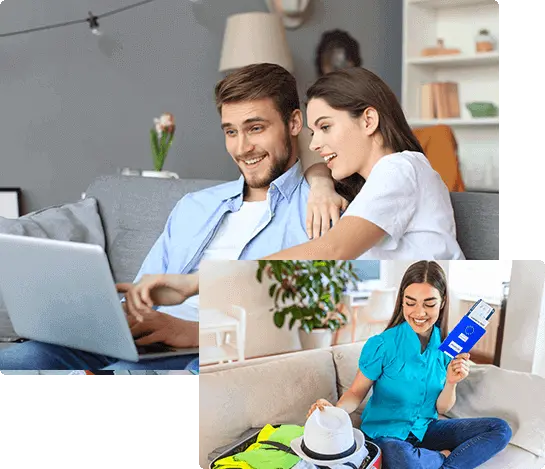 הוצאת ויזה לארה"ב - משפחה עם מחשב נייד